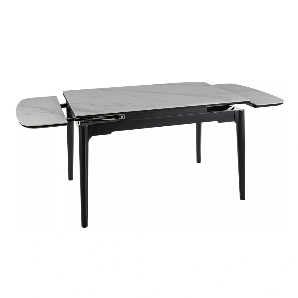 Masa extensibila SENTO, alb cu efect de marmura, 120/180x80x76 cm [3]