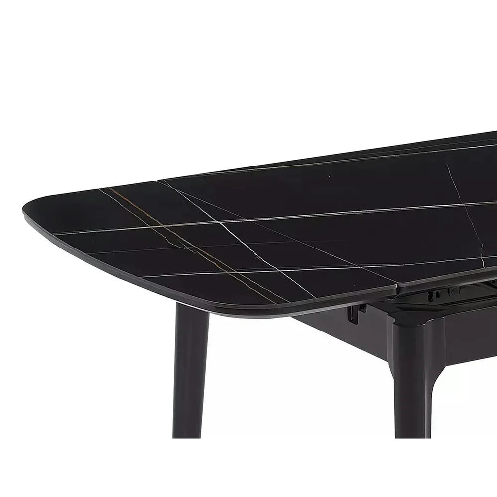 Masa extensibila SENTO, negru mat cu efect de marmura, 120/180x80x76 cm [6]