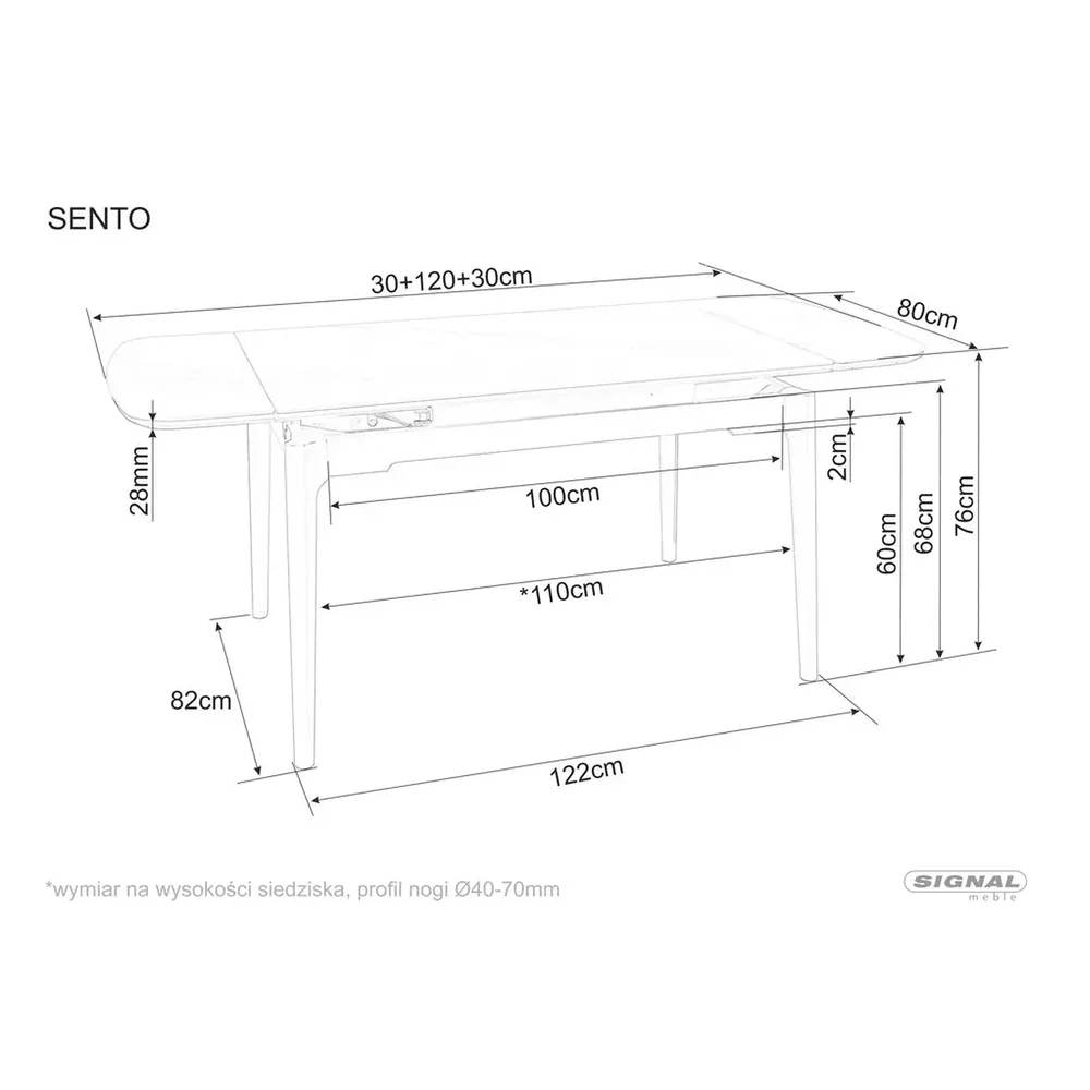 Masa extensibila SENTO, alb cu efect de marmura, 120/180x80x76 cm [7]