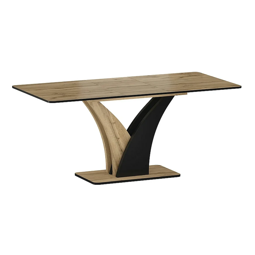 Masa extensibila VENTO, stejar artisan/negru, PAL, 120-160x68x76 cm [3]