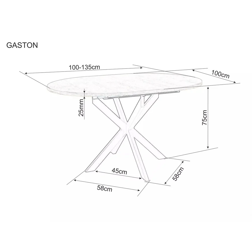 Masa extensibila GASTON, negru, 100/135x100x76 cm [6]