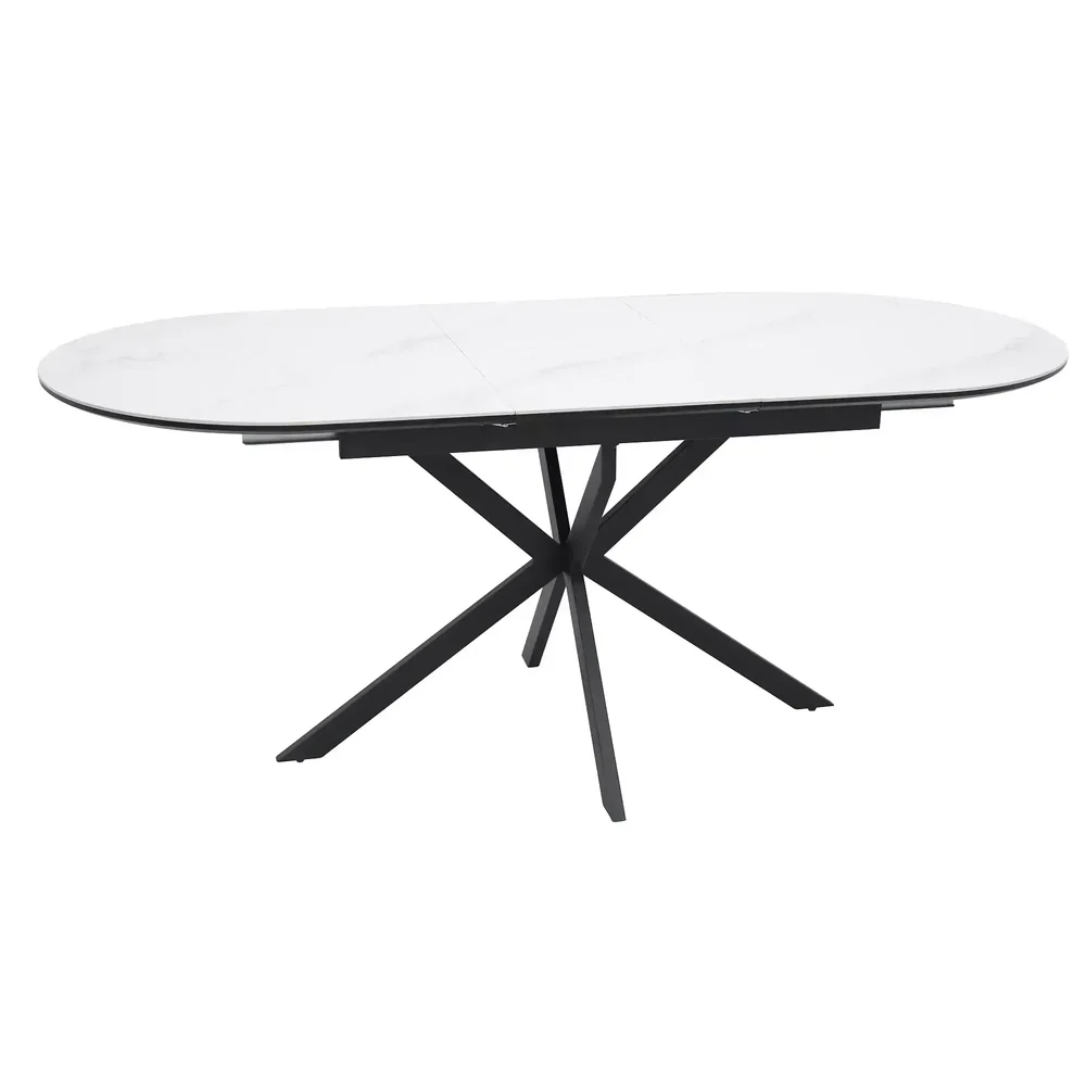 Masa GASTON, alb/negru, ceramica/metal, 140/180x80x76 cm [2]