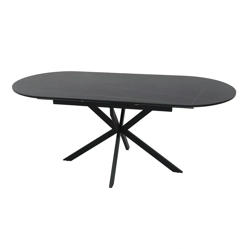 Masa GASTON, negru mat cu efect de marmura, 140/180x80x76 cm [3]