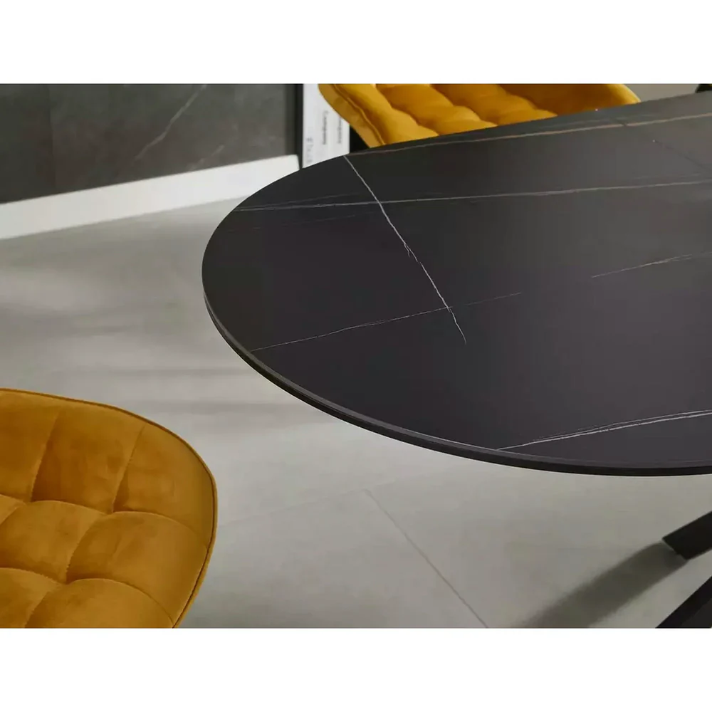 Masa GASTON, negru mat cu efect de marmura, 140/180x80x76 cm [4]