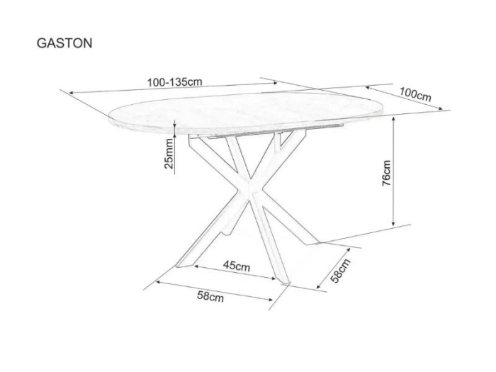 Masa GASTON, beige mat - Travertine, 100/135x100x75 cm [7]