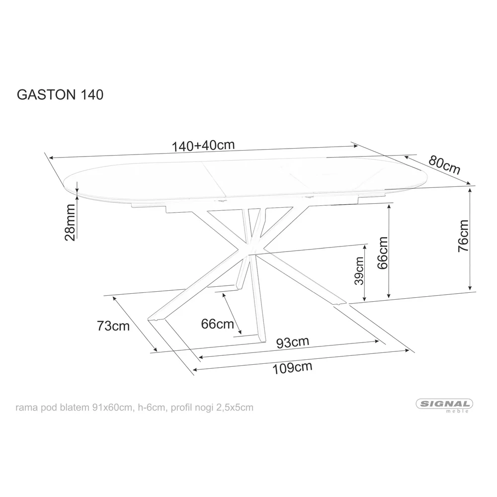 Masa GASTON, alb mat cu efect de marmura, 100/135x100x76 cm [5]