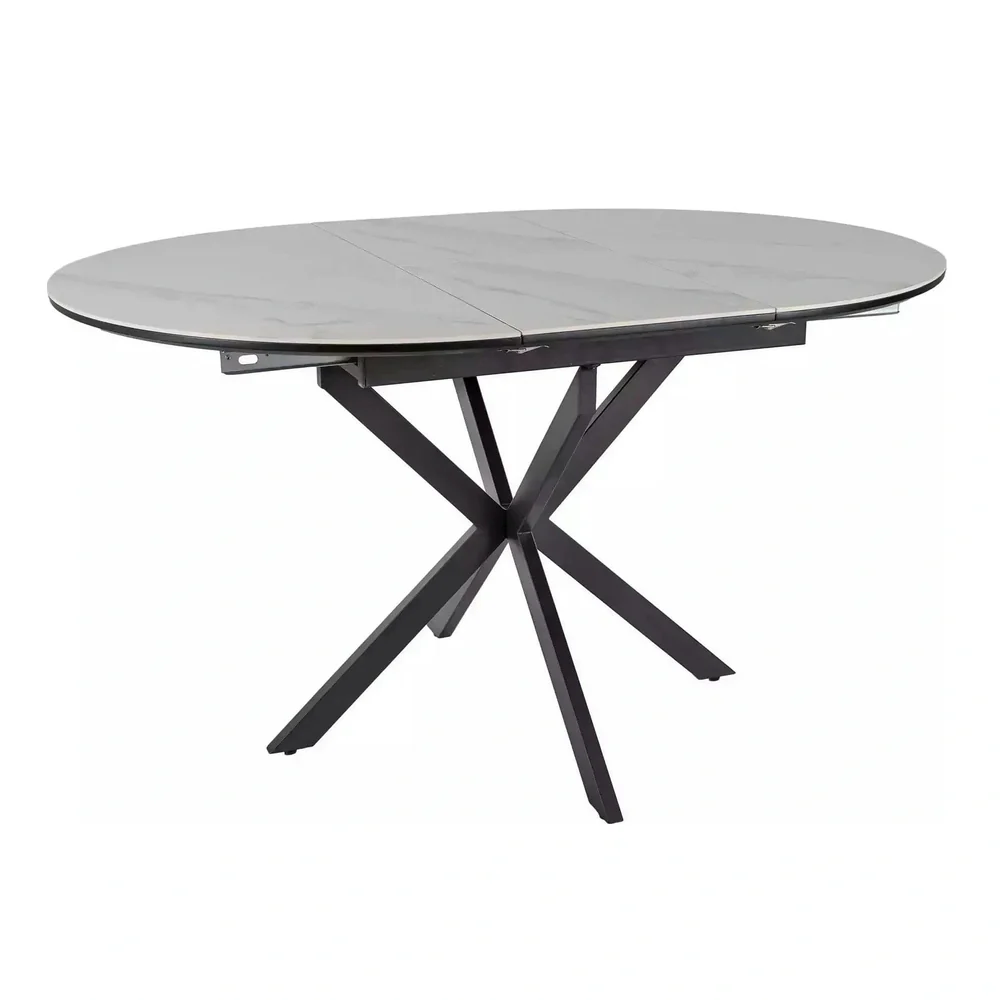 Masa GASTON, alb mat cu efect de marmura, 100/135x100x76 cm [2]
