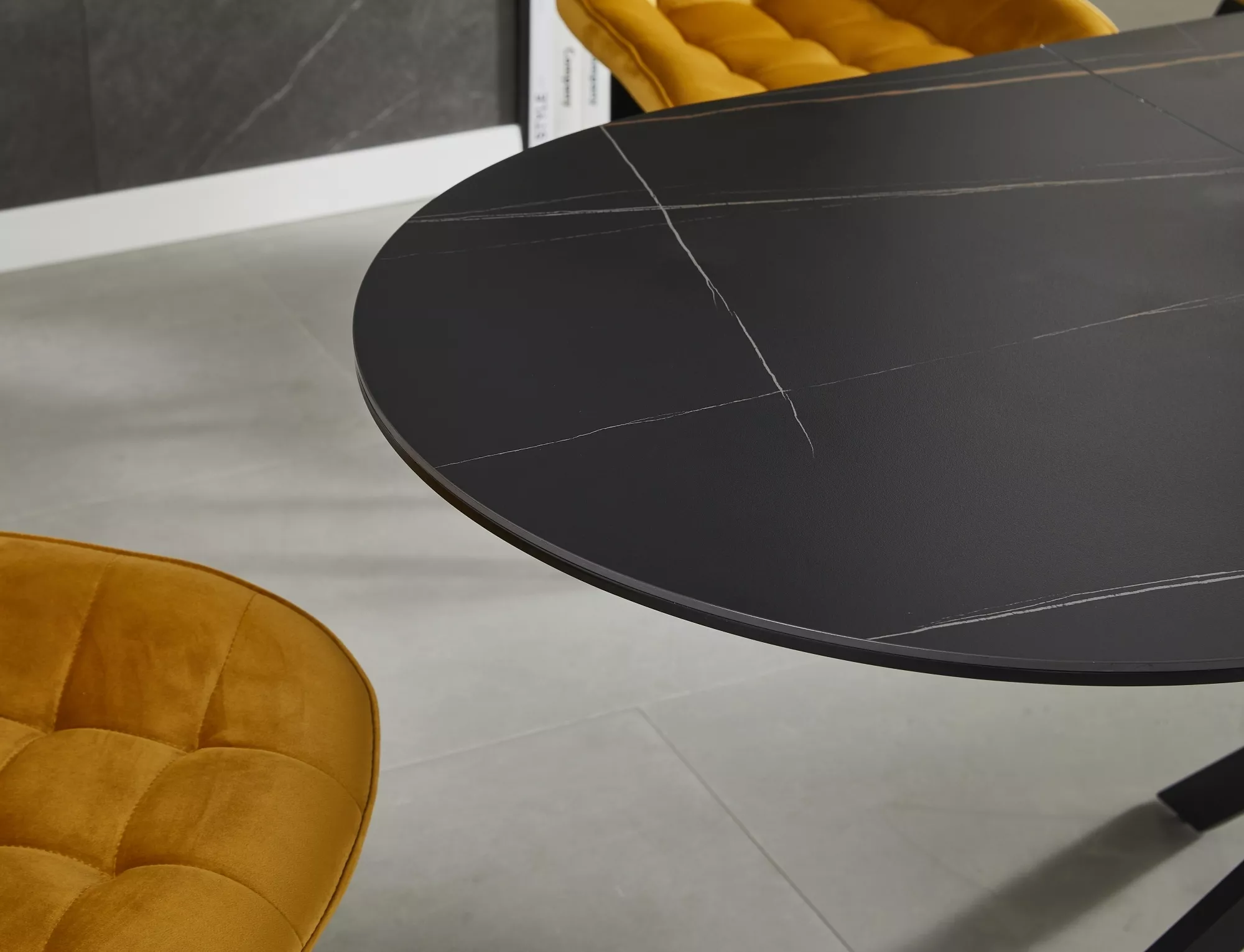 Masa GASTON CERAMIC, negru/negru, ceramica/metal, 140/180x80x76 cm [5]