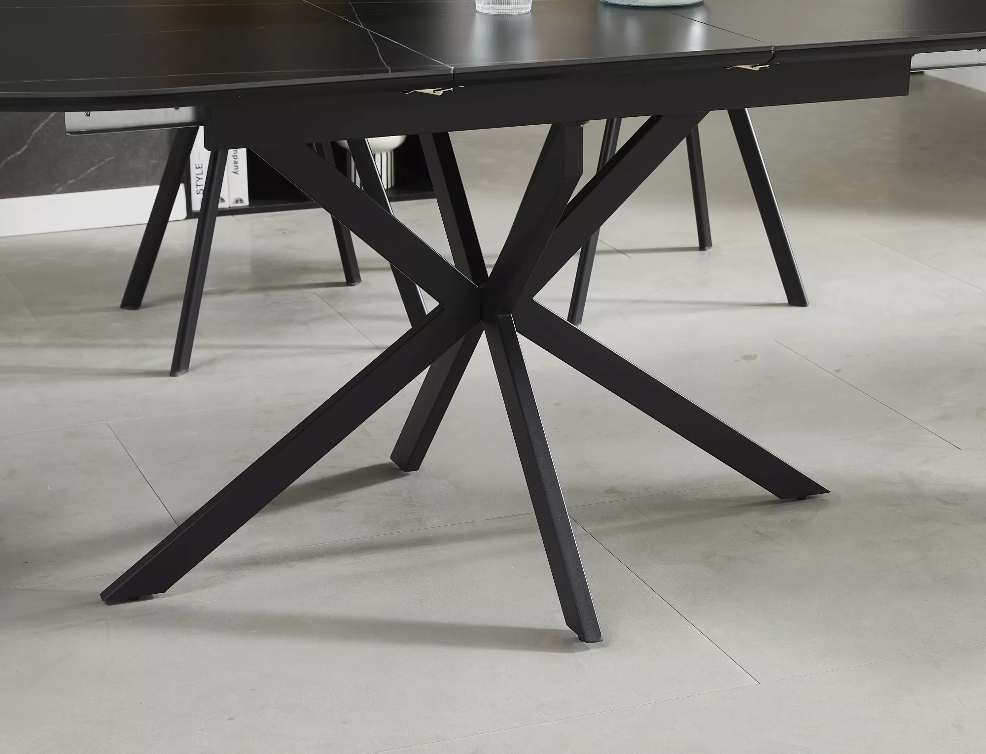 Masa GASTON CERAMIC, negru/negru, ceramica/metal, 140/180x80x76 cm [6]