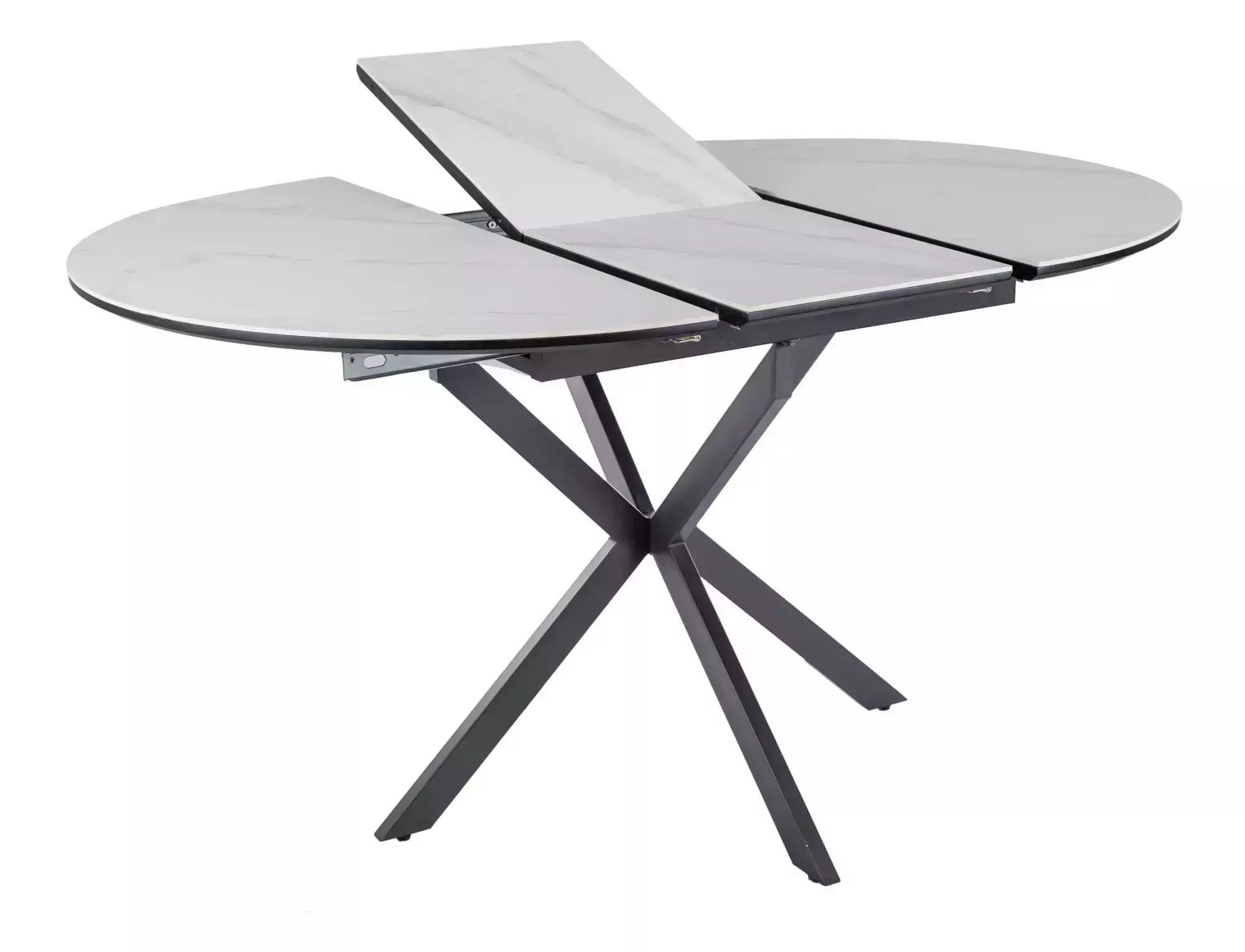 Masa GASTON CERAMIC, alb mat/negru, ceramica/metal, 100/135x76x100 cm [5]
