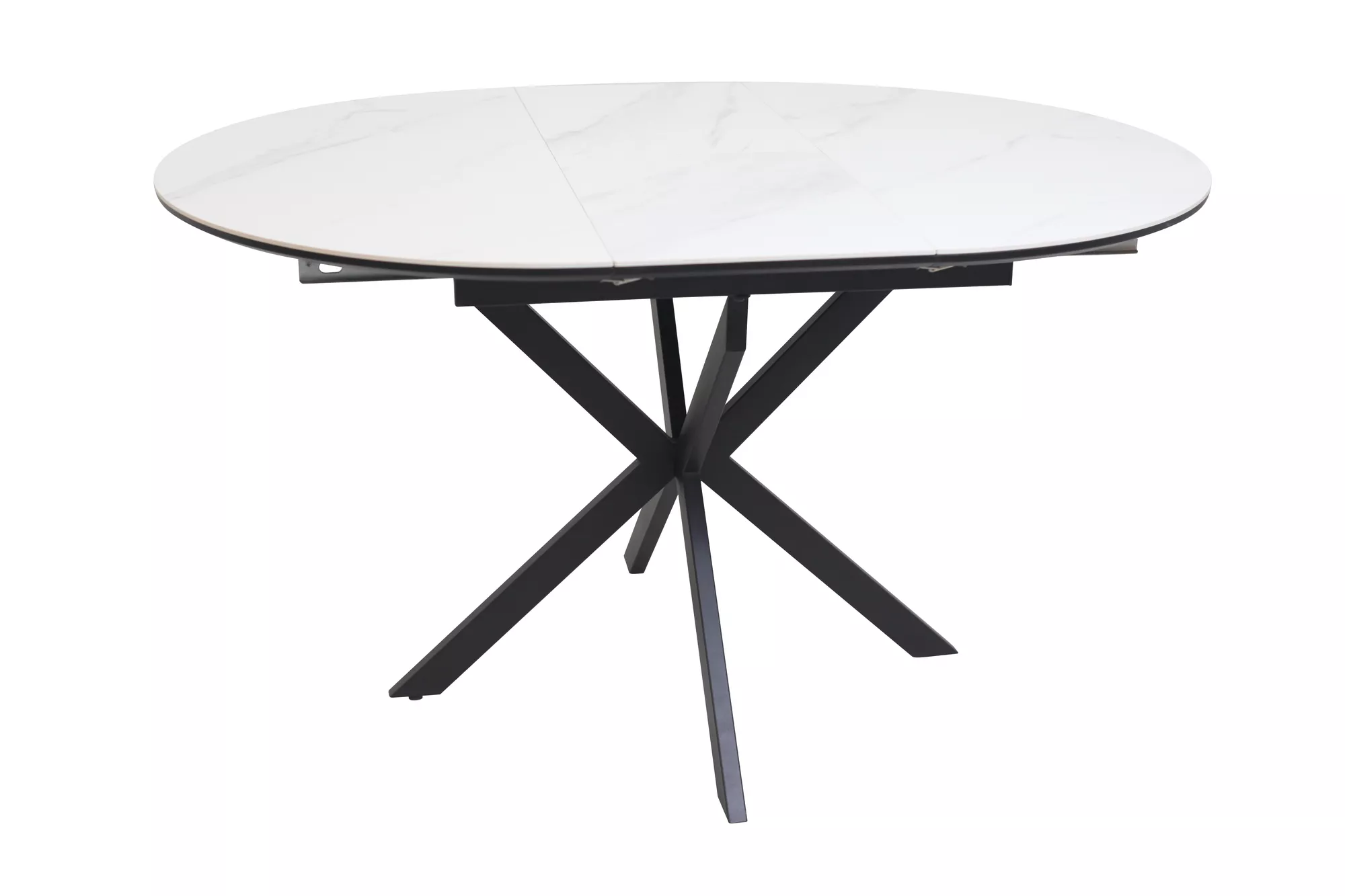 Masa GASTON CERAMIC, alb mat/negru, ceramica/metal, 100/135x76x100 cm [4]