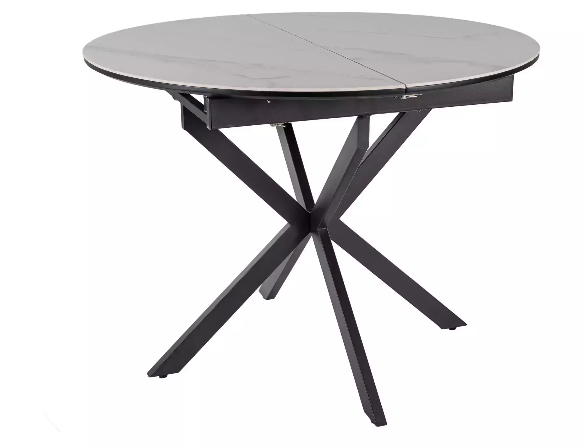 Masa GASTON CERAMIC, alb mat/negru, ceramica/metal, 100/135x76x100 cm [3]
