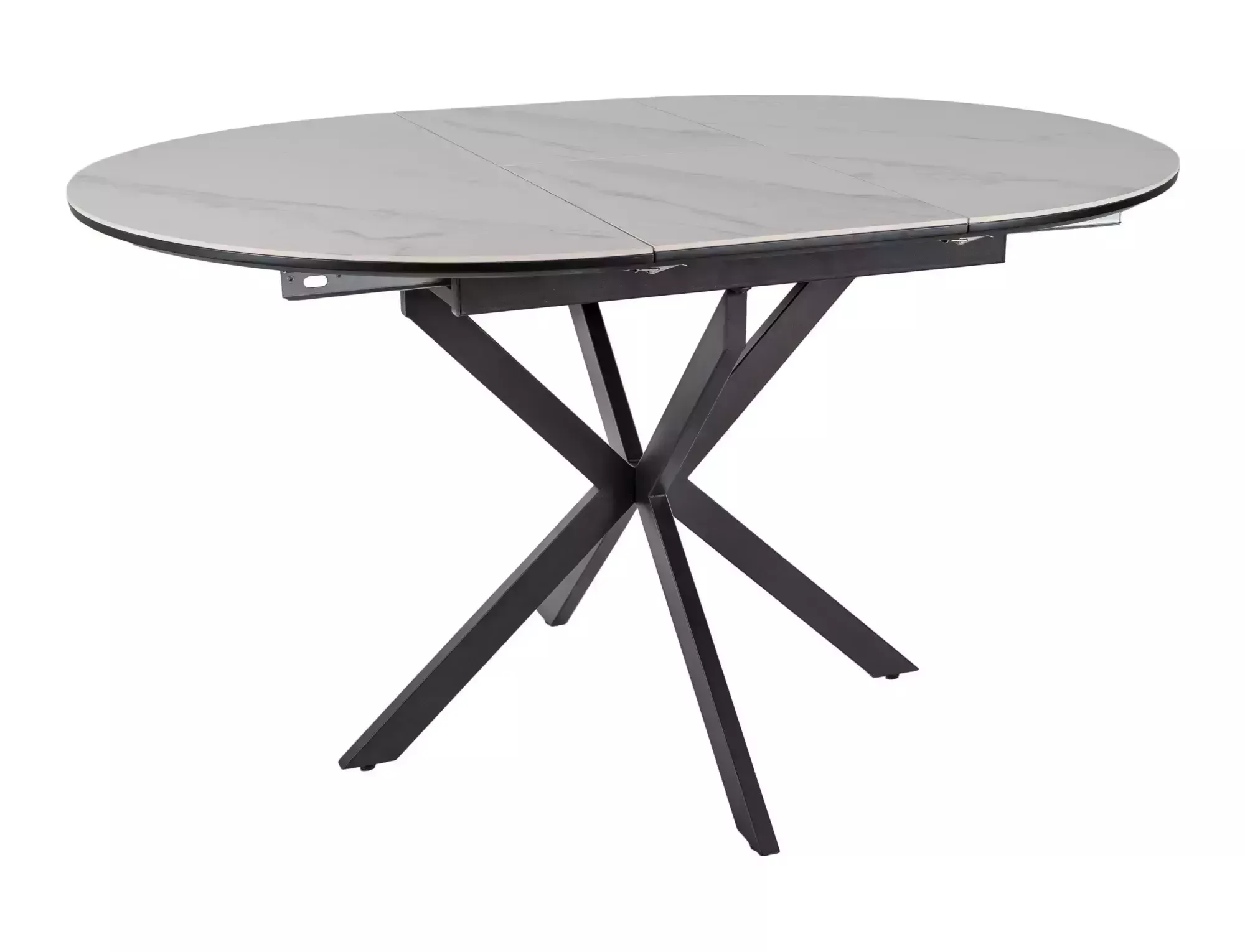 Masa GASTON CERAMIC, alb mat/negru, ceramica/metal, 100/135x76x100 cm [6]