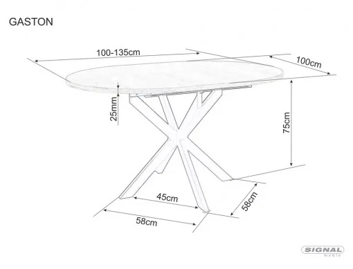 Masa GASTON, stejar/negru, 100/135x100x75 cm [8]