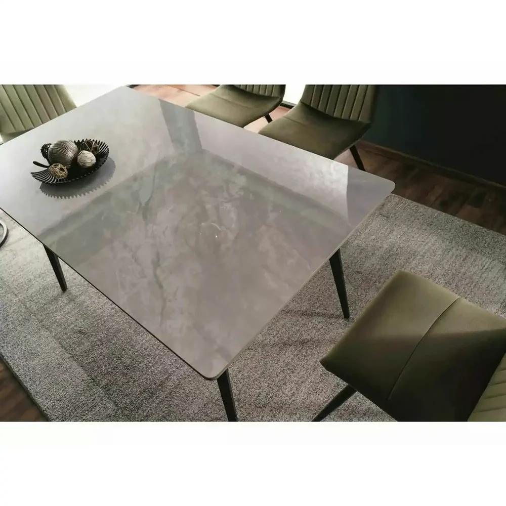 Masa IVY, alb cu efect de marmura/negru, ceramica/metal, 140x80x75 cm [4]