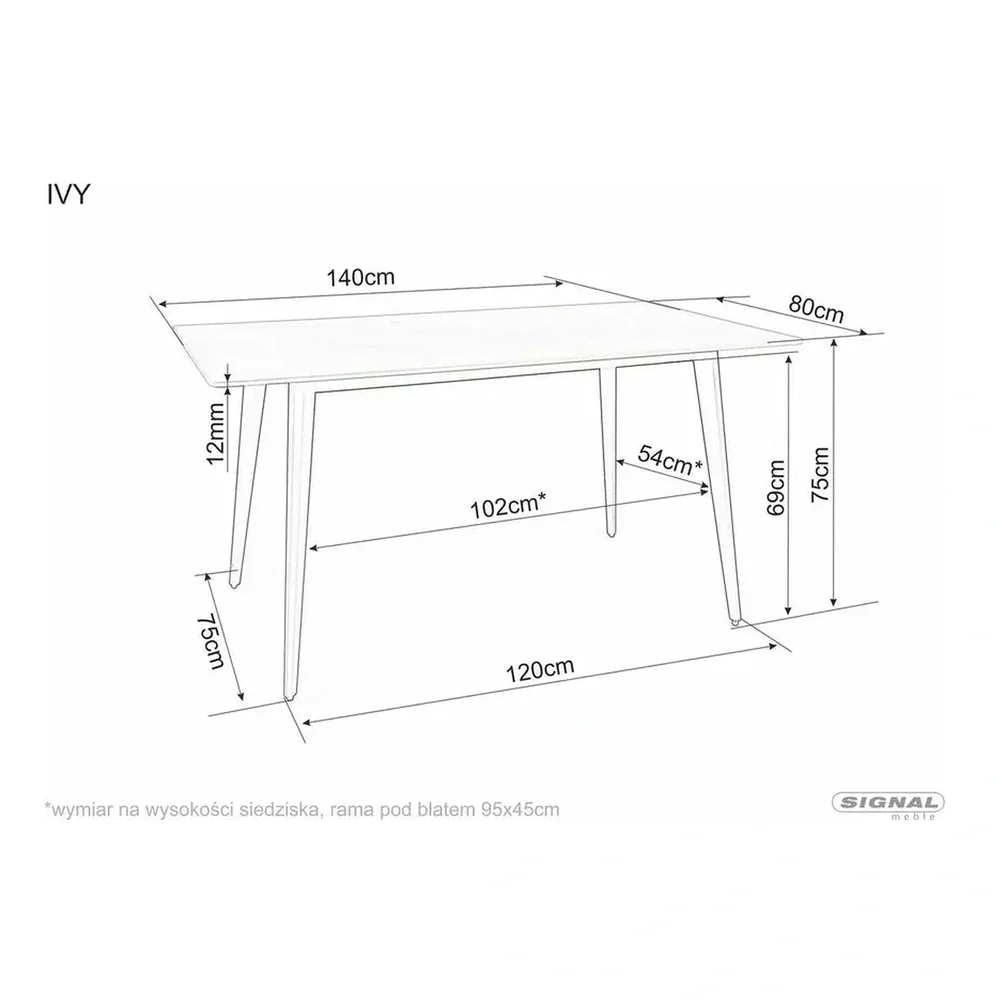 Masa IVY, alb cu efect de marmura/negru, ceramica/metal, 140x80x75 cm [8]