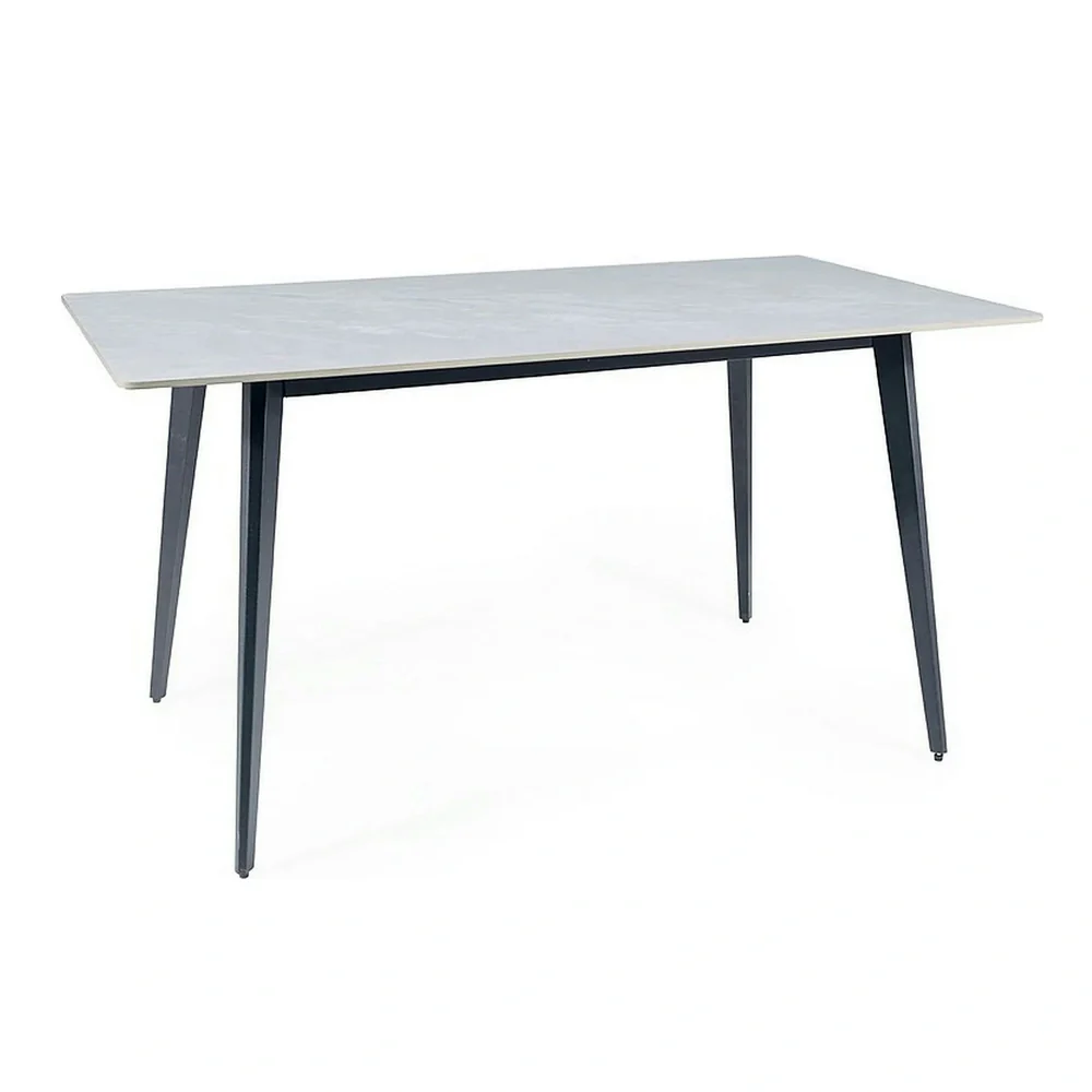 Masa IVY, alb cu efect de marmura/negru, ceramica/metal, 140x80x75 cm [7]