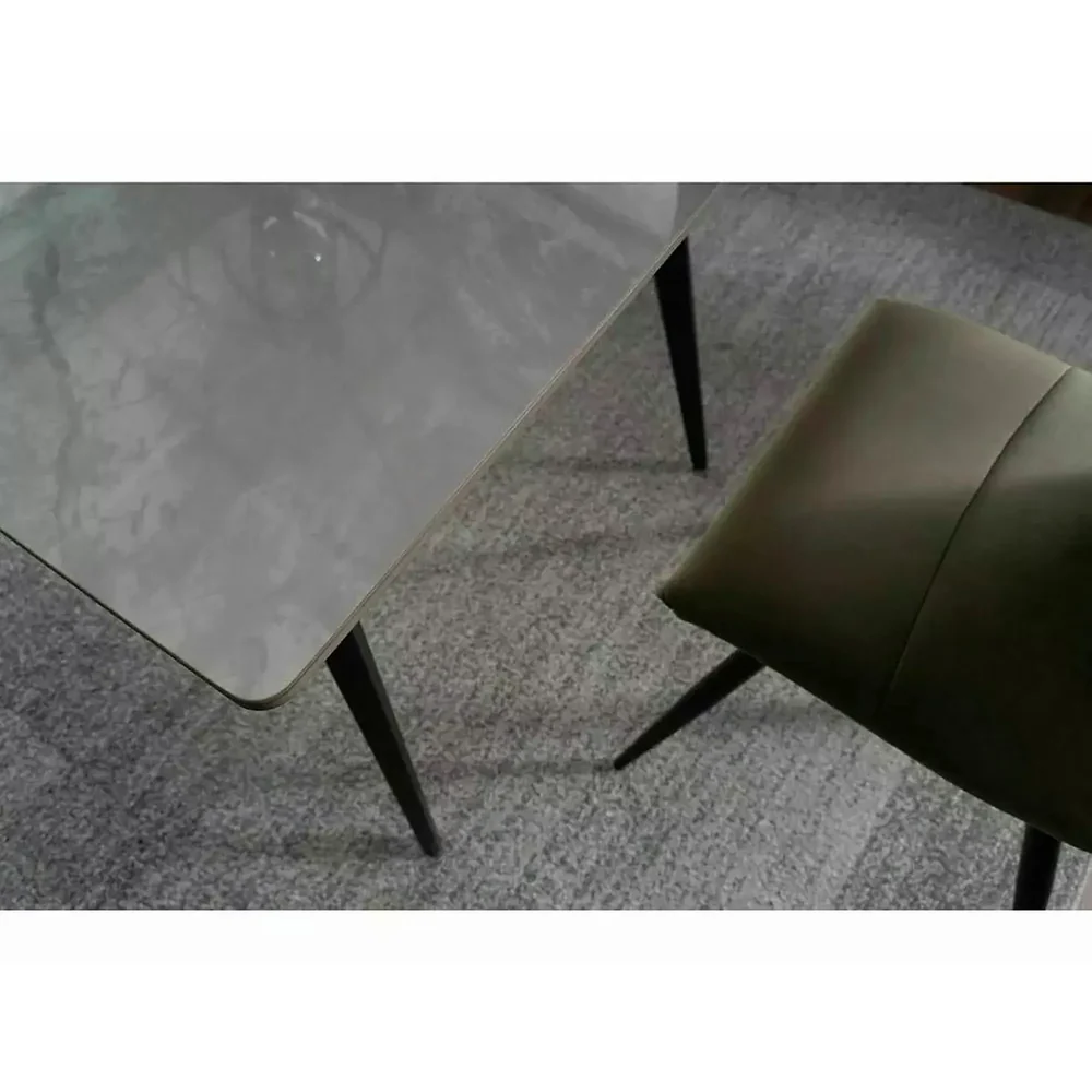 Masa IVY, alb cu efect de marmura/negru, ceramica/metal, 140x80x75 cm [3]