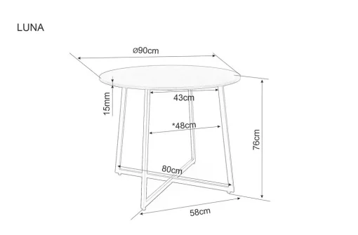 Masuta LUNA, stejar/negru, PAL laminat/metal, 90x76 cm [3]