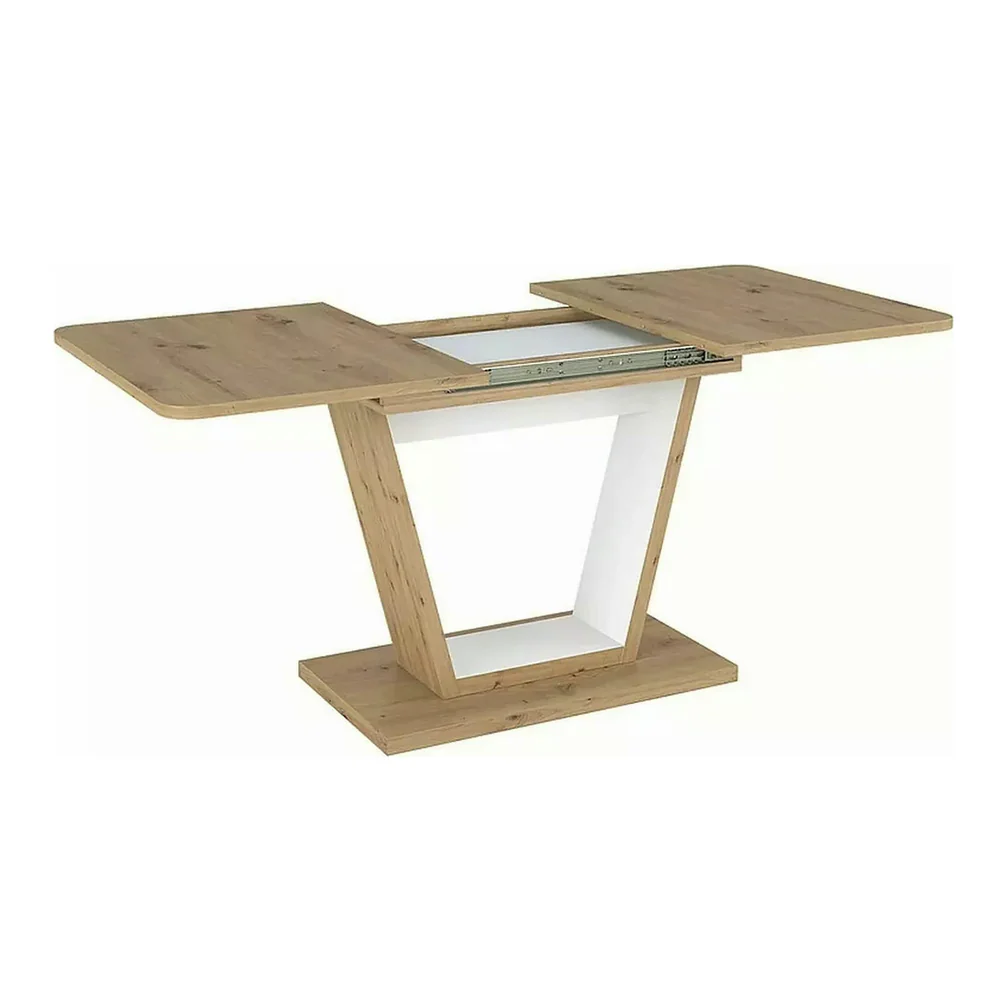 Masa NIGEL, stejar artisan/alb, PAL laminat, 120/160x80x76 cm [3]