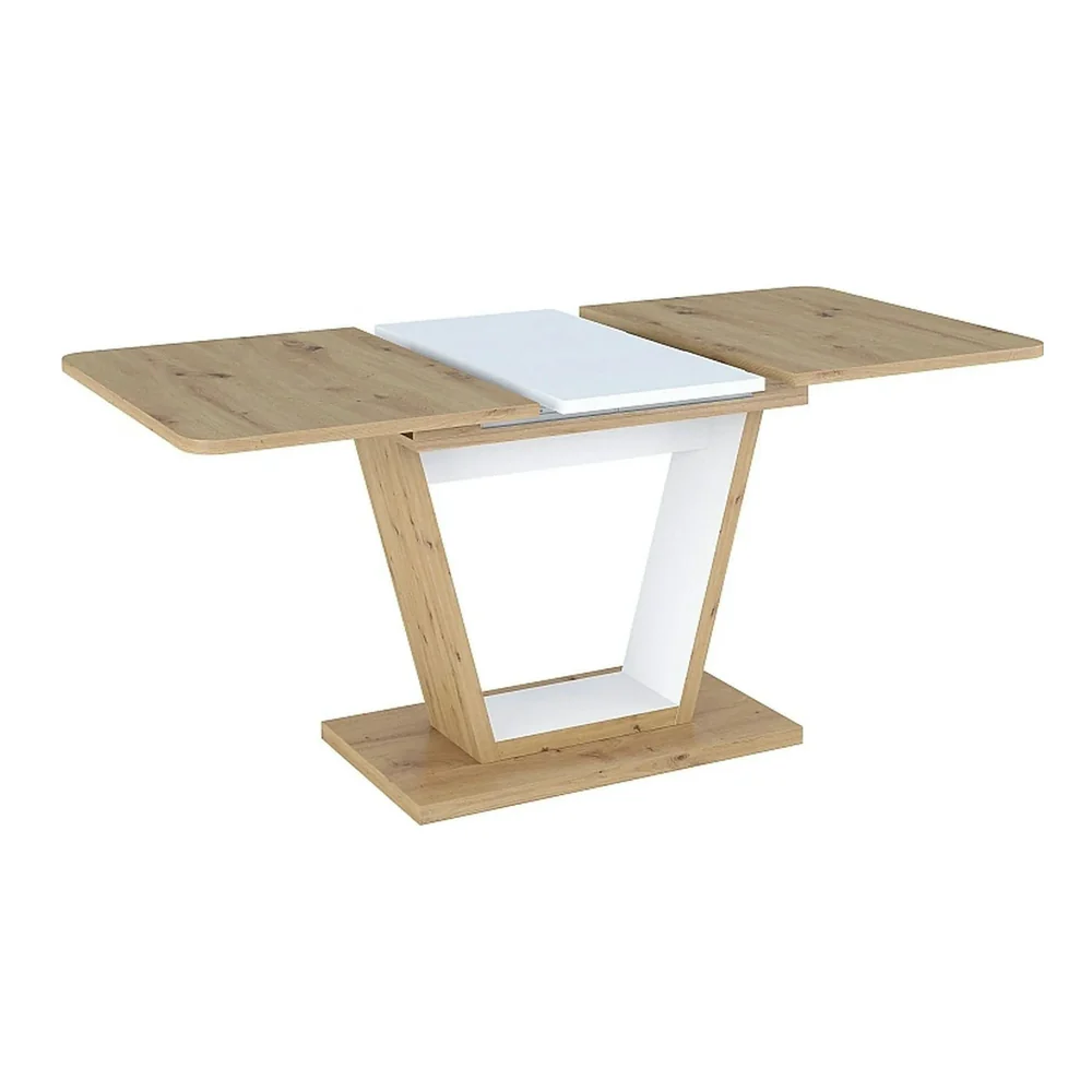 Masa NIGEL, stejar artisan/alb, PAL laminat, 120/160x80x76 cm [5]