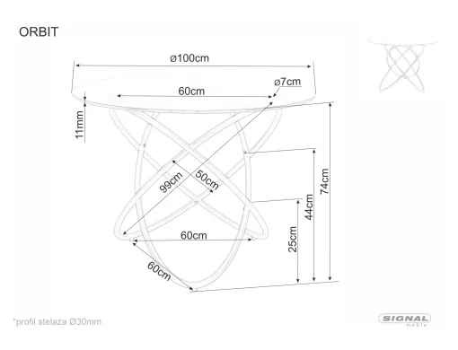 Masa Orbit transparent/auriu ø100 cm [3]