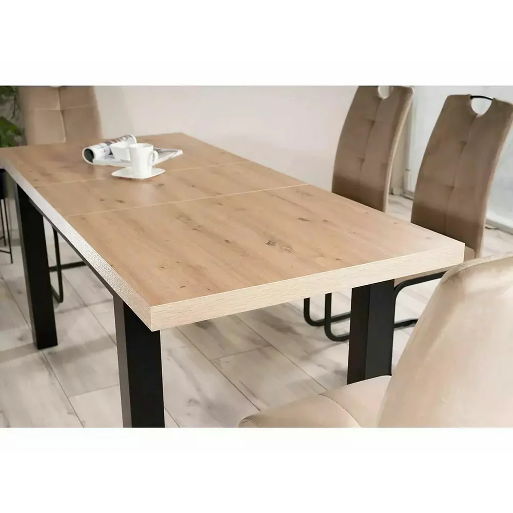 Masa PRESTO, stejar artisan/negru, 140/218x80x78 cm, PAL laminat [5]
