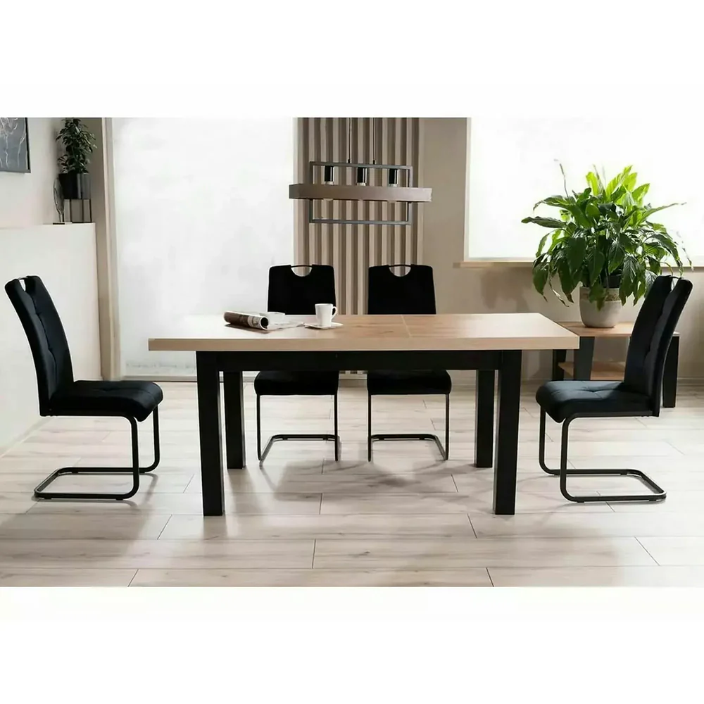 Masa PRESTO, stejar artisan/negru, 140/218x80x78 cm, PAL laminat [2]