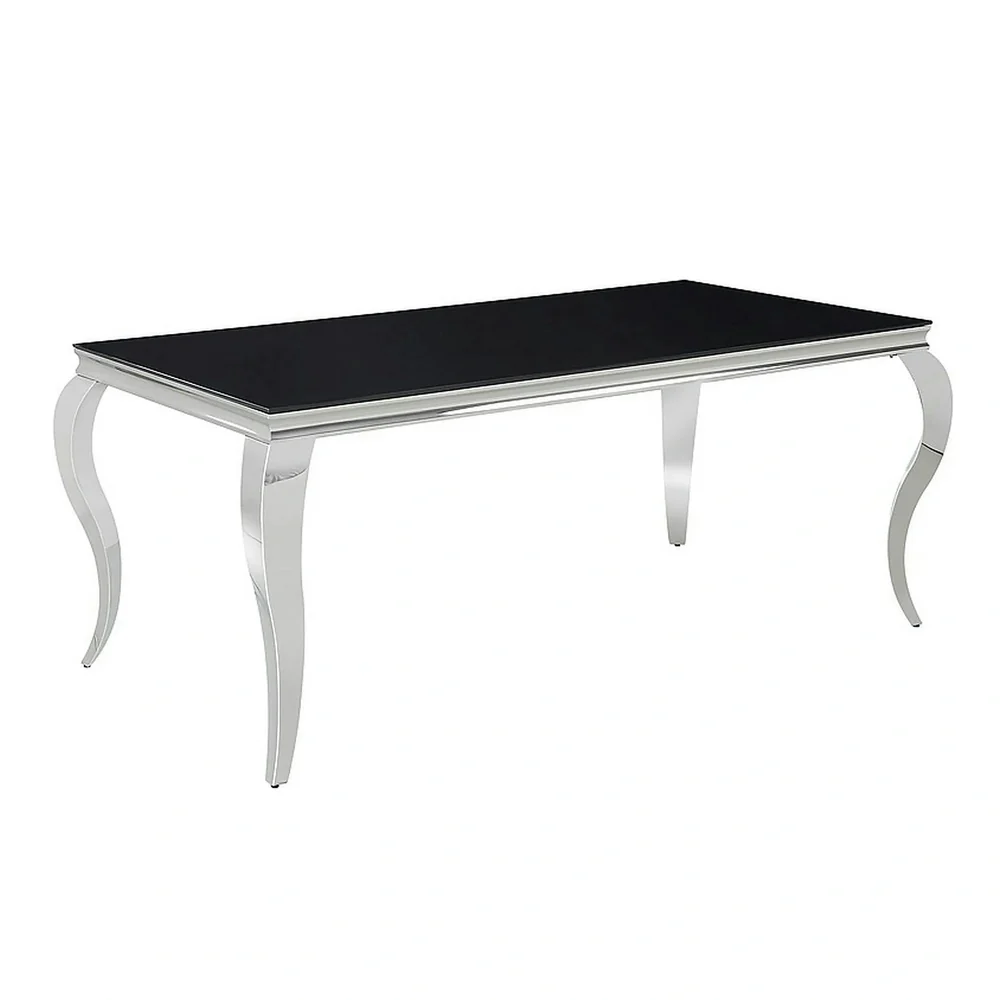 Masa PRINCE - 150x90x75 cm negru/crom, sticla securizata/metal [6]
