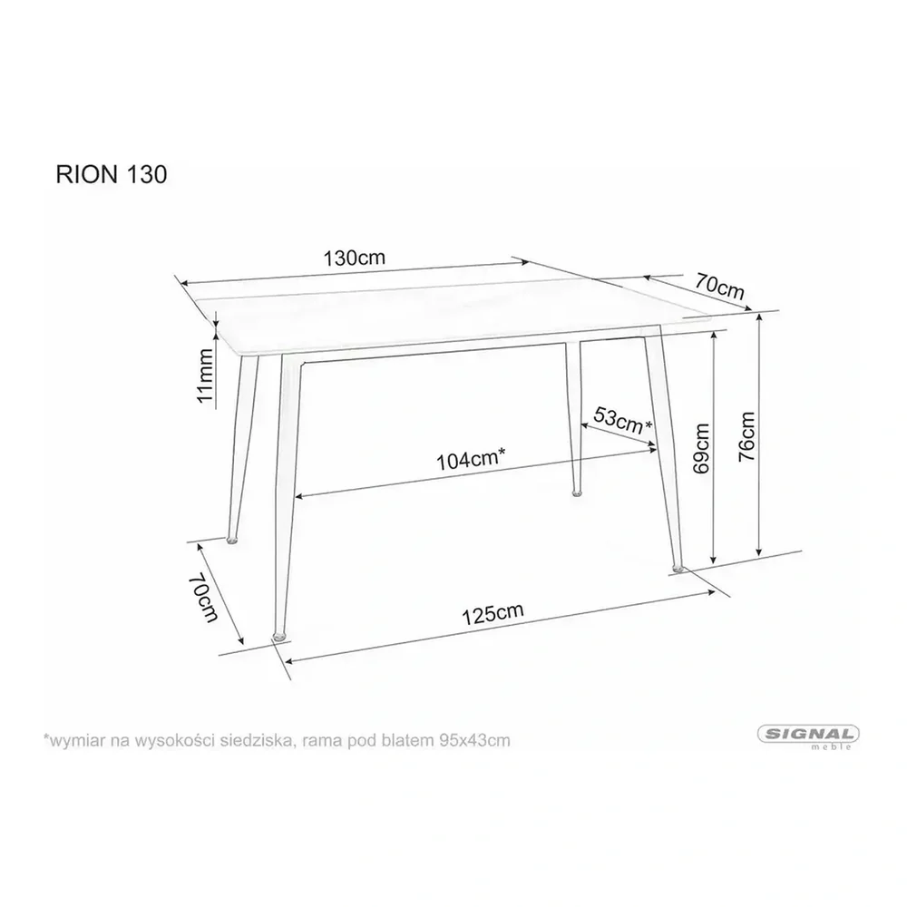 Masa RION, gri cu efect de marmura, ceramica/metal, 130x70x76 cm [6]