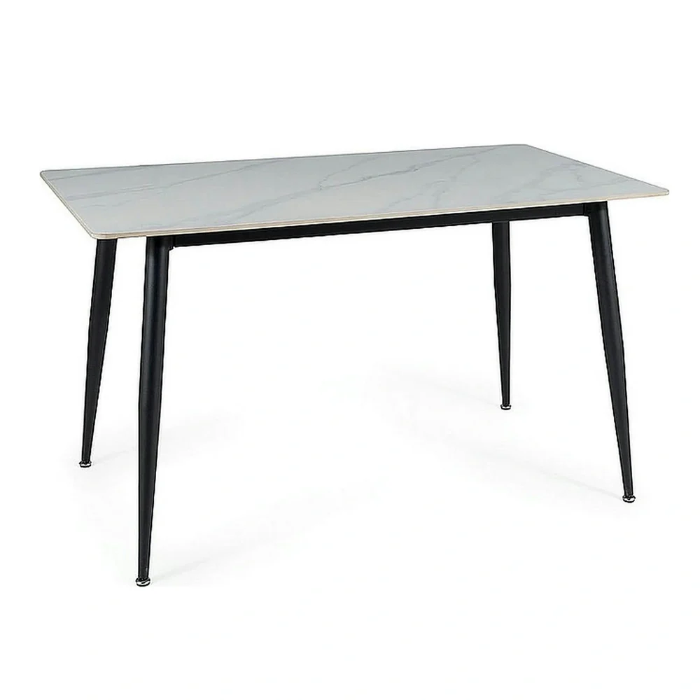 Masa RION, alb cu efect de marmura/negru mat, ceramica/metal, 130x70x76 cm [2]