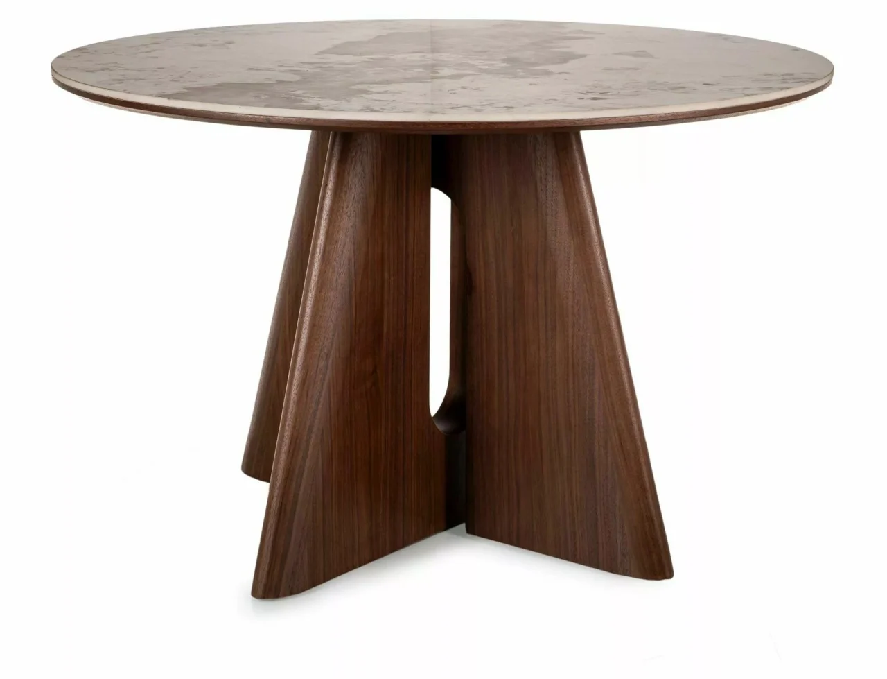Masa rotunda Alzano Ceramic alb lucios/nuc ø120/h77 cm [3]