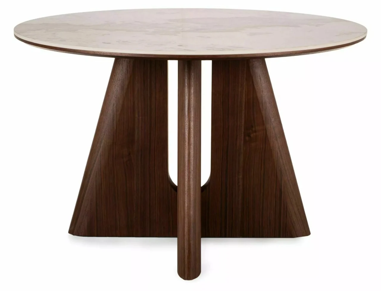 Masa rotunda Alzano Ceramic alb lucios/nuc ø120/h77 cm [2]