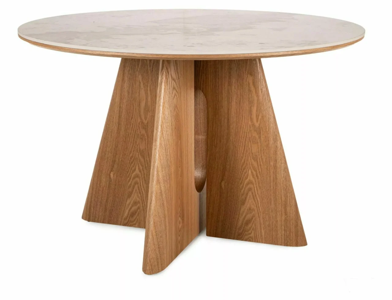 Masa rotunda Alzano Ceramic alb lucios/nuc ø120/h77 cm [3]