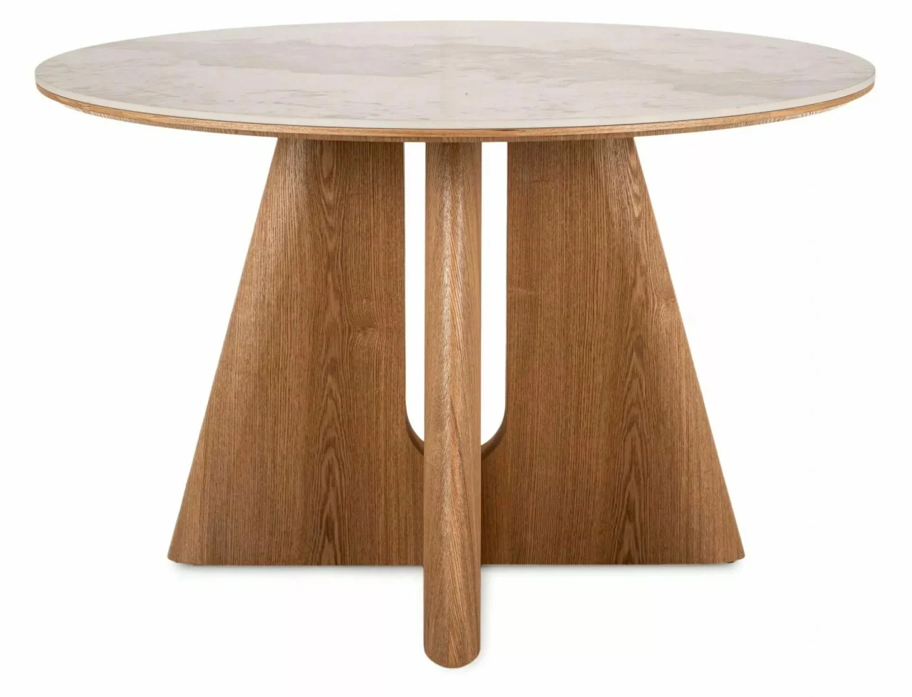 Masa rotunda Alzano Ceramic alb lucios/nuc ø120/h77 cm [2]