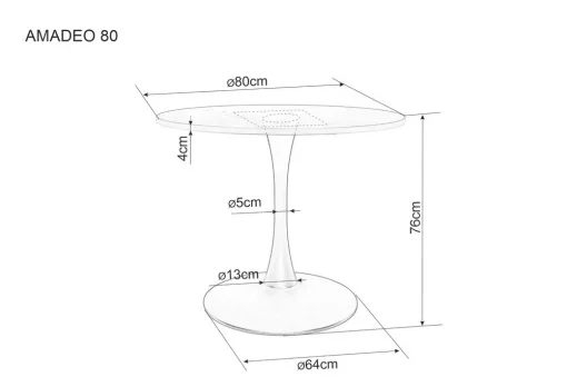 Masa rotunda Amadeo nuc/negru mat ø80/h76 [4]