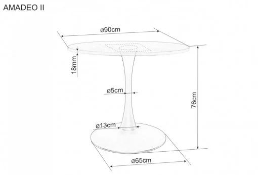 Masa rotunda Amadeo nuc/negru mat ø80/h76 [4]