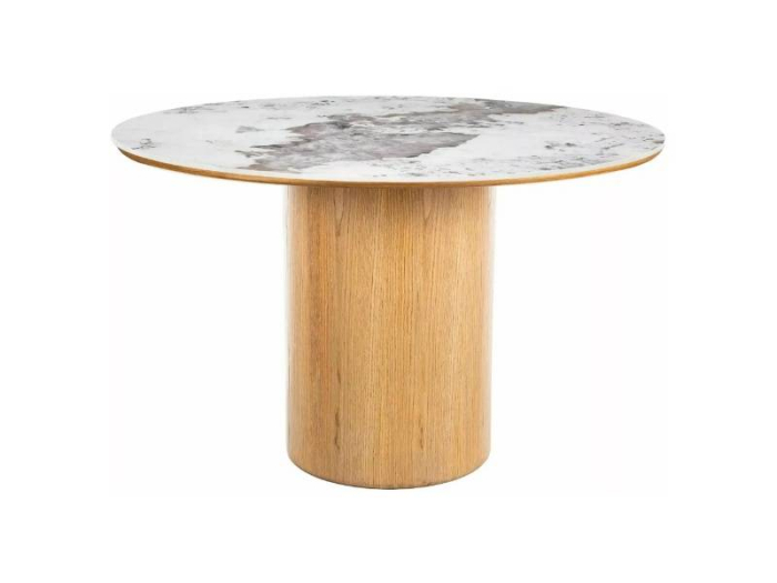 Masa rotunda Rondo Ceramic alb lucios/stejar ø120/h76 cm [2]