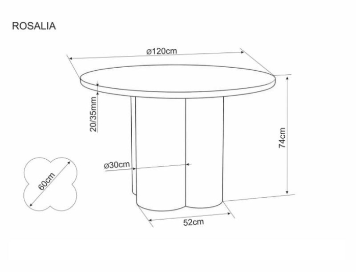 Masa rotunda Rosalia stejar natural ø120/h74 cm [4]