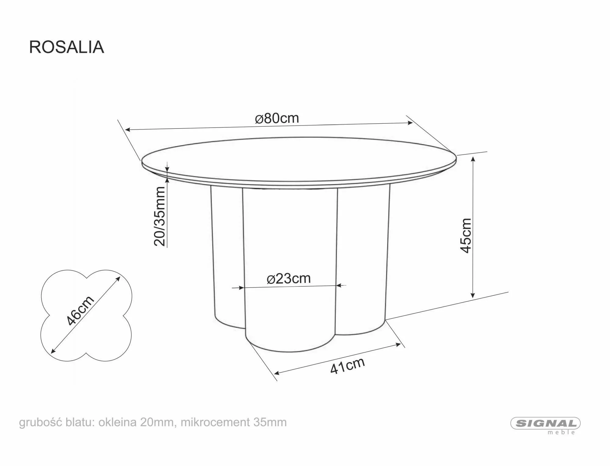 Masa rotunda Rosalia MDF și furnir natural, stejar, ø80/h45 cm [4]