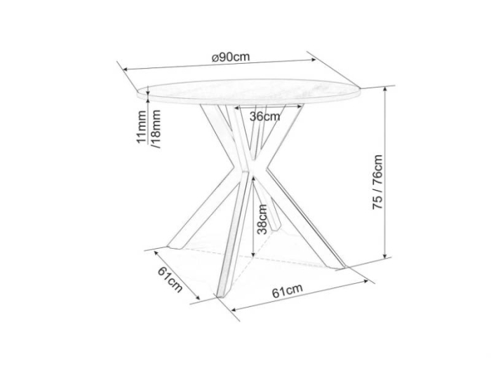 Masa rotunda Talia marmura alba/negru - ø90 / h75 cm [5]
