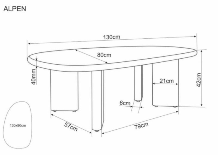 Masuta ALPEN 130x80xH42cm din MDF si microciment [2]