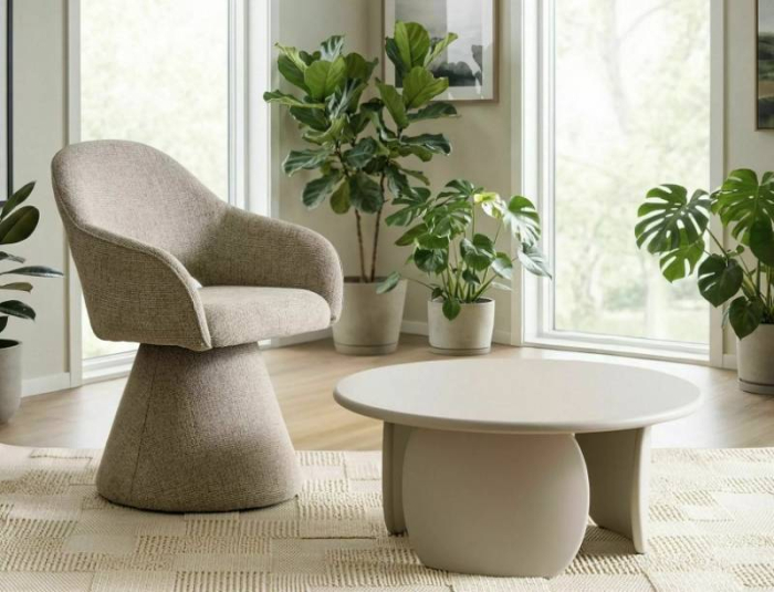 Masuta NOEMI 80xH35cm - BEIGE din MDF lacuit bej [3]