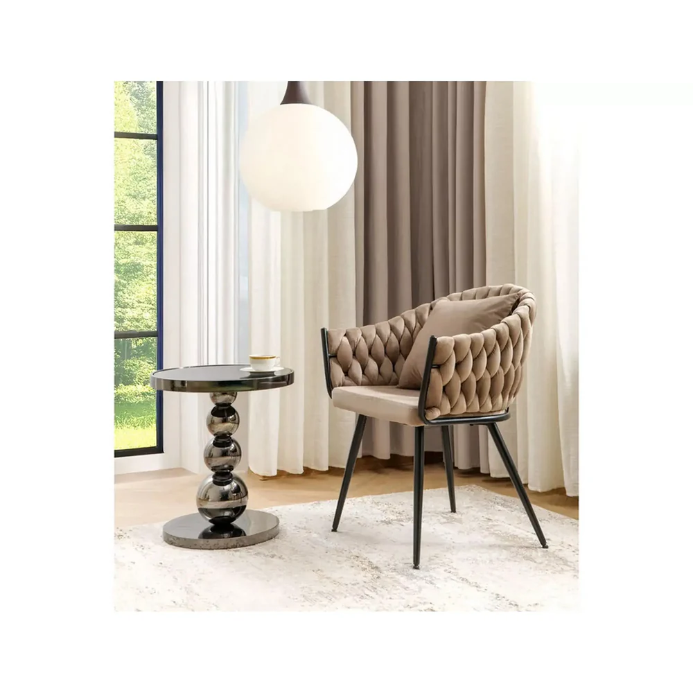 Masuta RIMA - 50x56 cm, negru, sticla/metal, 50x56 cm [2]