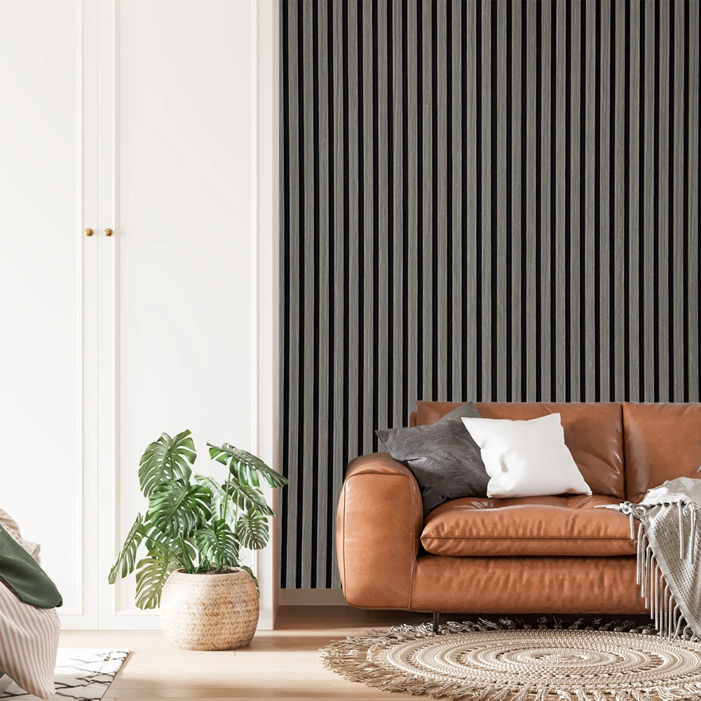 Panou acustic decorativ, gri inchis, model liniar 506S [2]