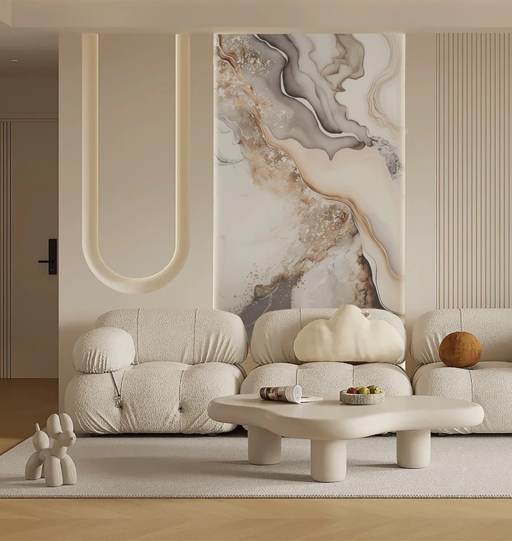 Panou decorativ din PVC, model marmura, bej-auriu [2]