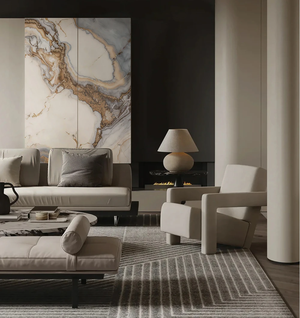 Panou decorativ din PVC, model marmura, gri-alb-auriu [2]