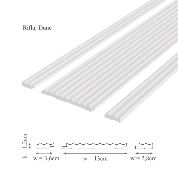 Panou riflaj decorativ 3D din polimer rigid, model Dune – 13x1.2x250 cm [3]