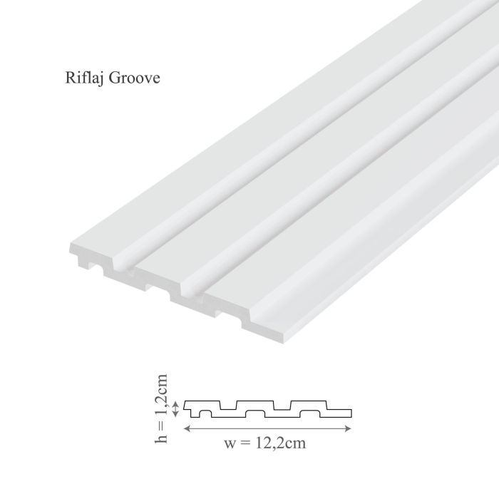 Panou riflaj decorativ 3D din polimer rigid, model Groove - 12.2x1.2x250 cm [2]
