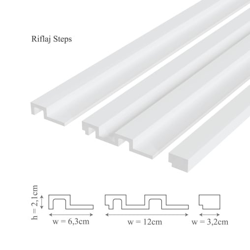 Panou riflaj decorativ 3D, model Steps - 12x2.1x290 cm [3]